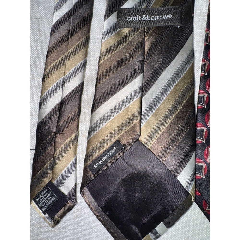 Men's‎ Neck Tie NeckTie LOT of 5 Silk Calvin Klein Croft & Barrow Stripes - Picture 10 of 10